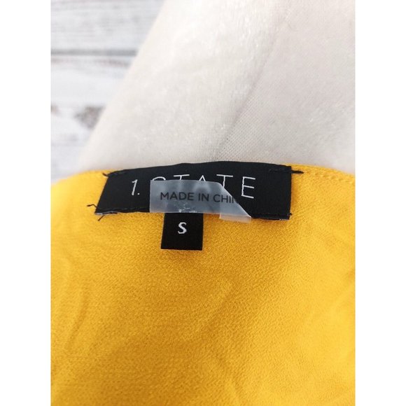 1.STATE Cami Chiffon Inset VNeck Spaghetti Strap Sunflower Yellow Tank Small NEW - Picture 5 of 8